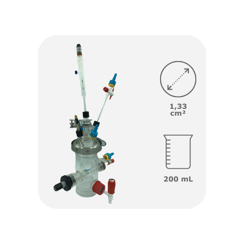 OrigaCell - Cellule Corrosion  électrochimique thermostatée (Type CEC/TH) Pour échantillons de disques | 150 à 500 mL | ø1.33 cm2